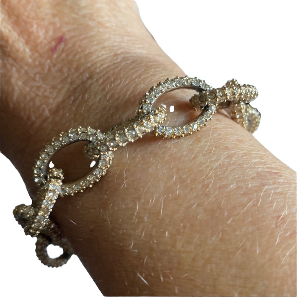 J Crew Rhinestone Vintage Gold Bracelet